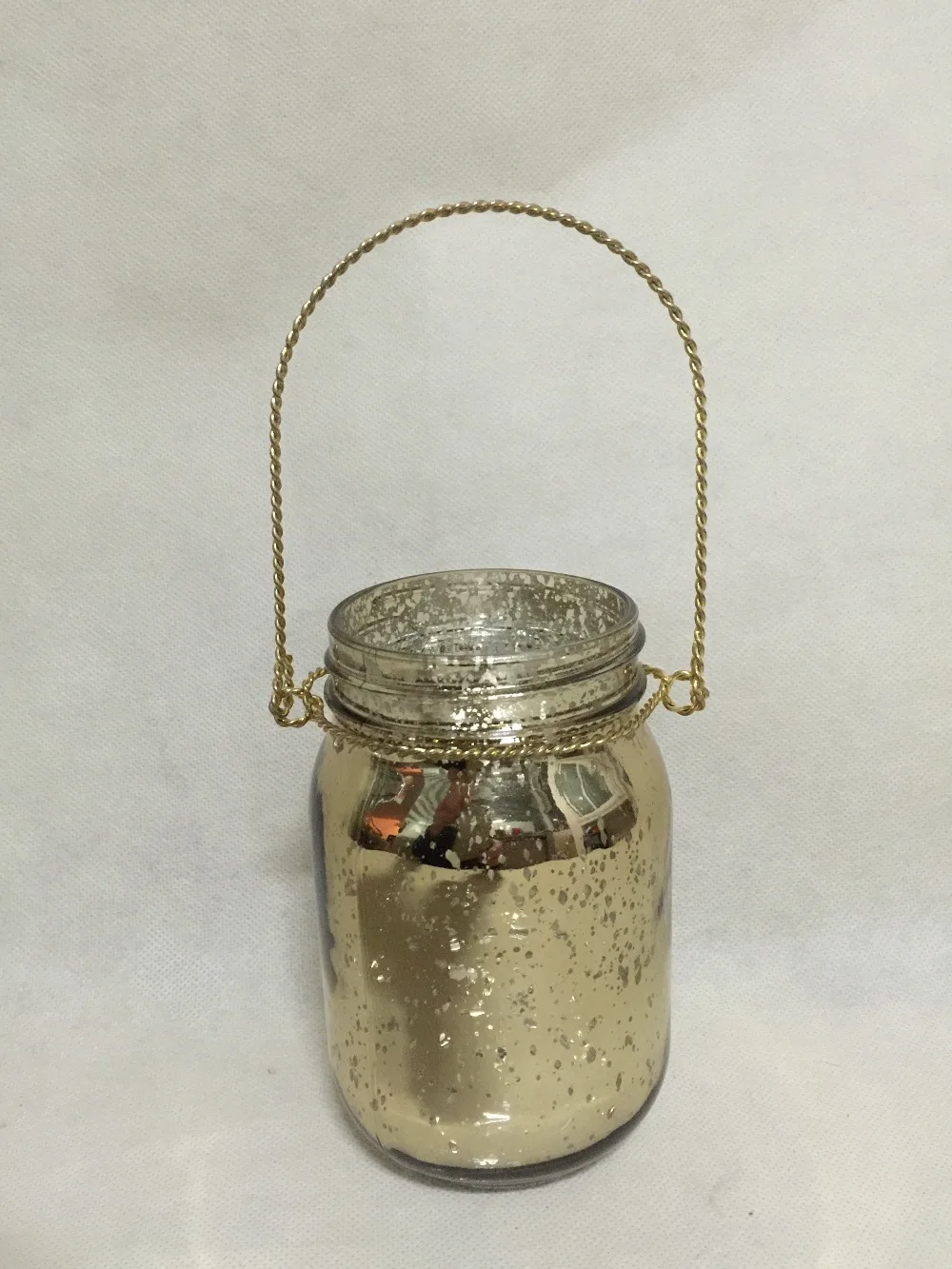 5 Inch Tall Gold Color Mercury Mason Jars Hanging Candle Holder USD39