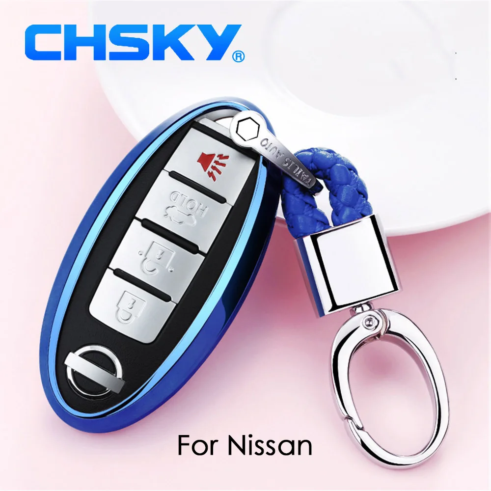

CHSKY Car Styling Soft TPU Car Key Case Shell Key Chain For Nissan X-Trail Sunny Cover Case Car Accessories