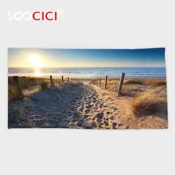 

Custom Microfiber Ultra Soft Bath/hand Towel,Seaside Decor Collection Walkway to Beach in North Sea Zandvoort Aan Zee North