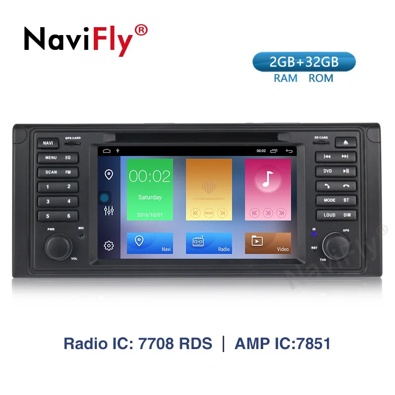 

Navifly Octa Core Android 9.1 car Radio GPS Stereo System For BMW E39 X5 E53 Car Multimedia player 3G 4G WIFI navi RDS FM