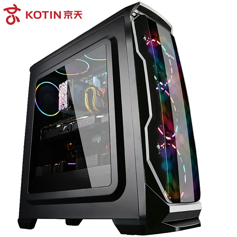 Kotin A7 AMD Ryzen 5 2600 Hexa Core игровой ПК настольный GTX1050TI GPU 120 ГБ SSD 8 Гб DDR4 2666 ram компьютерный стол для PUBG вентиляторы RGB