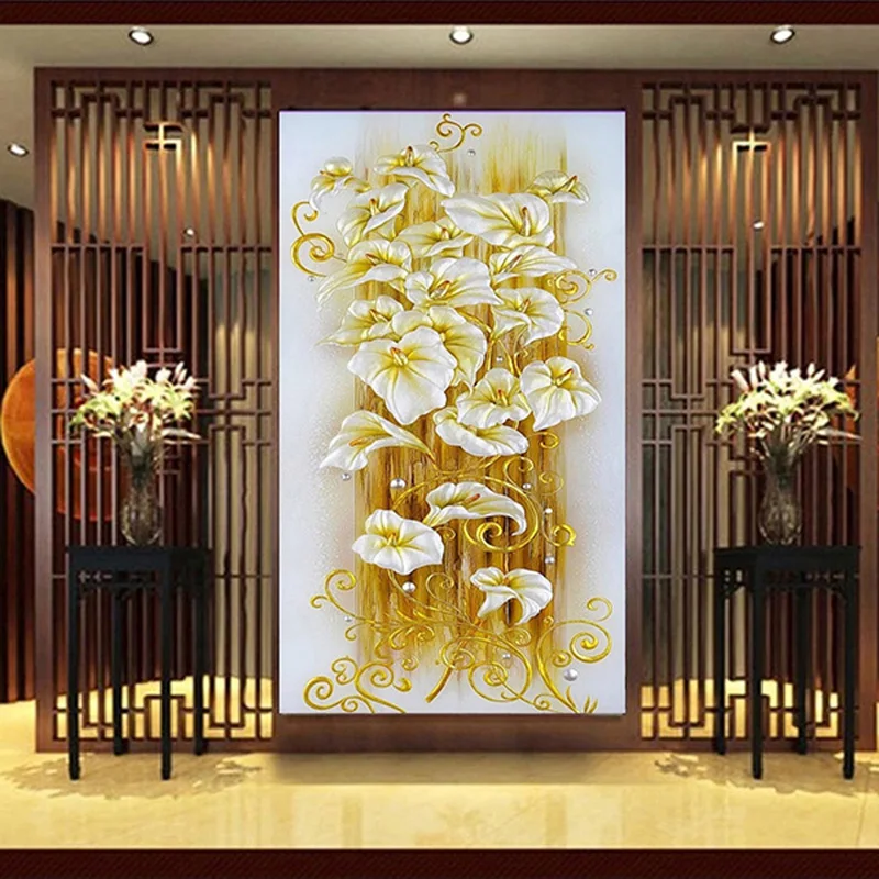 30*56cm 5D DIY diamond Painting crystal lily flower 3D Cross Stitch Decorative Needlework diamond mosaic diamond embroidery