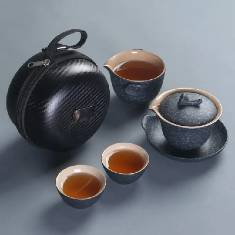 

Durable Kung Fu Teapot Ceramics Travel Tea Set Handmade Pattern Teapot Teacup Gaiwan Tureen Tea Ceremony For Women Men Drinkware