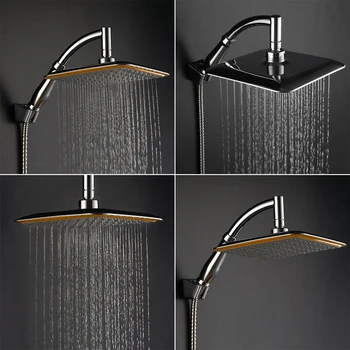 

9 Square Chrome Bath Rainfall Shower Head Bathroom Rain Sprayer + Extension Arm
