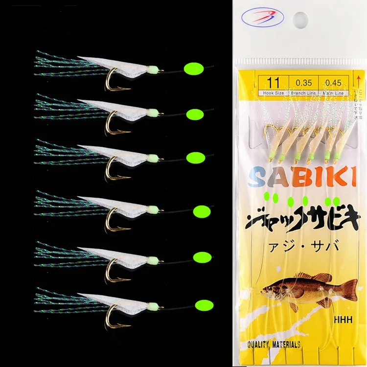 

5 Bags Real Fish Skins Fishing Sea Rigs Sabiki String Hooks Gang Fishing Tackles Fishhooks Lures