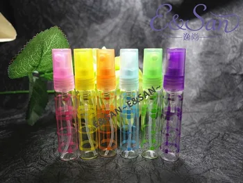 

Wholesale LG01YG-5ML Trombone Perfume Bottle Print Color Plaid Glass Spray Dispensing Vial Bottle 102PCS/LOT