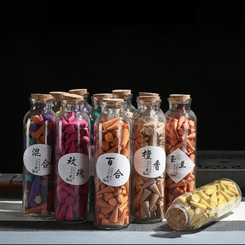 

About 120 Pcs/Bottle Pagoda Incense Natural Incense Tower Rose Tulip Scent Tower Sandalwood Spice Tray Household Perfume Set