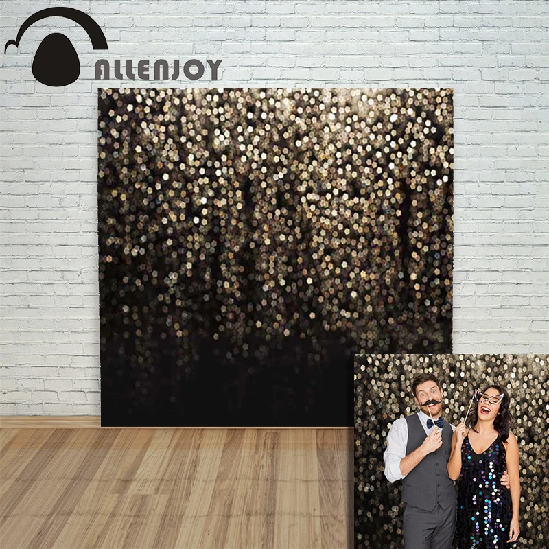 Фон Allenjoy для рождественской фотосъемки черный блестящий фон с золотым светом на