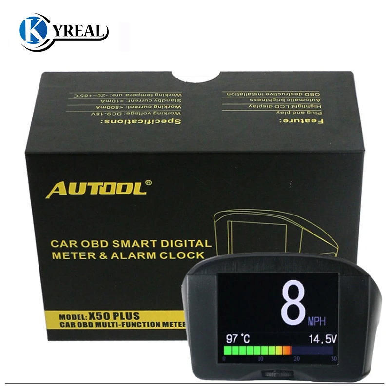 

AUTOOL X50 Plus TPMS Smart Car OBD HUD Multi-Function Meter & Car Alarm Fault Code Speed Water Temperature Display AUTOOL