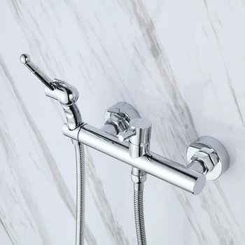 

Chrome Toilet Portable Bidet Shower Set,plastic Handheld Bidet spray ,With Solid Brass Hot and Cold Water Bidet Mixer valve-5475