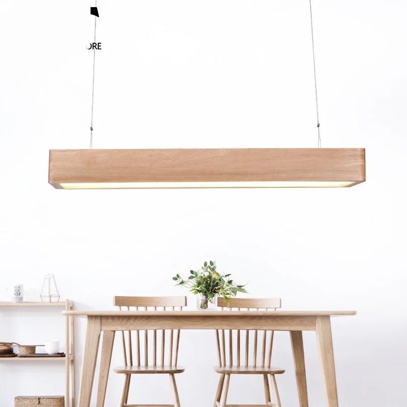 

Solid Wooden Japanese pendant lamp solid wood bar simple LED Nordic restaurant lamp office pendnat lights MZ89