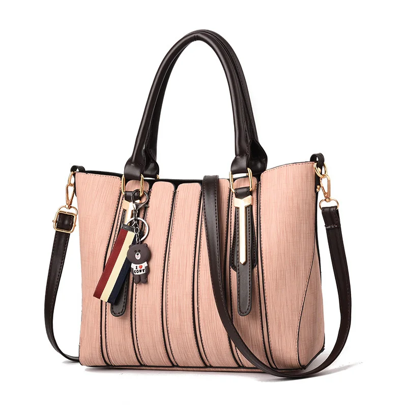 Women Handbag Stitching Style Bolsos Mujer Luxury Handbags Women Bag Designer Bear Pendant Crossbody Bag Sac A Main Totes SS7143 (3)