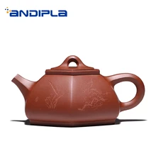 290 мл знаменитый yixing все ручная работа, из фиолетовой глины чайник художественный узор Dahongpao каменный совок горшок НЕОБРАБОТАННАЯ руда Zisha Tieguanyin чайники