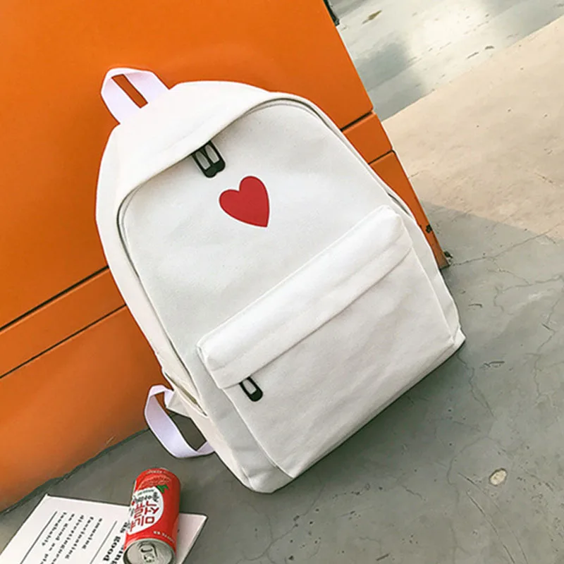 Женский холщовый рюкзак с принтом Love Heart дорожная сумка для девушек студентов