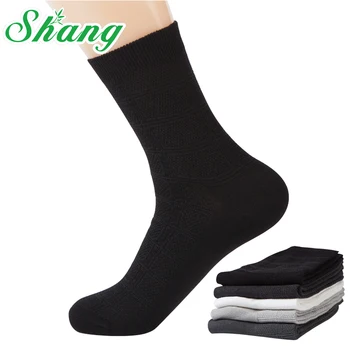 

BAMBOO WATER SHANG Men Bamboo fiber socks men's casual elite business Double needle squares high quality socks LQ-30