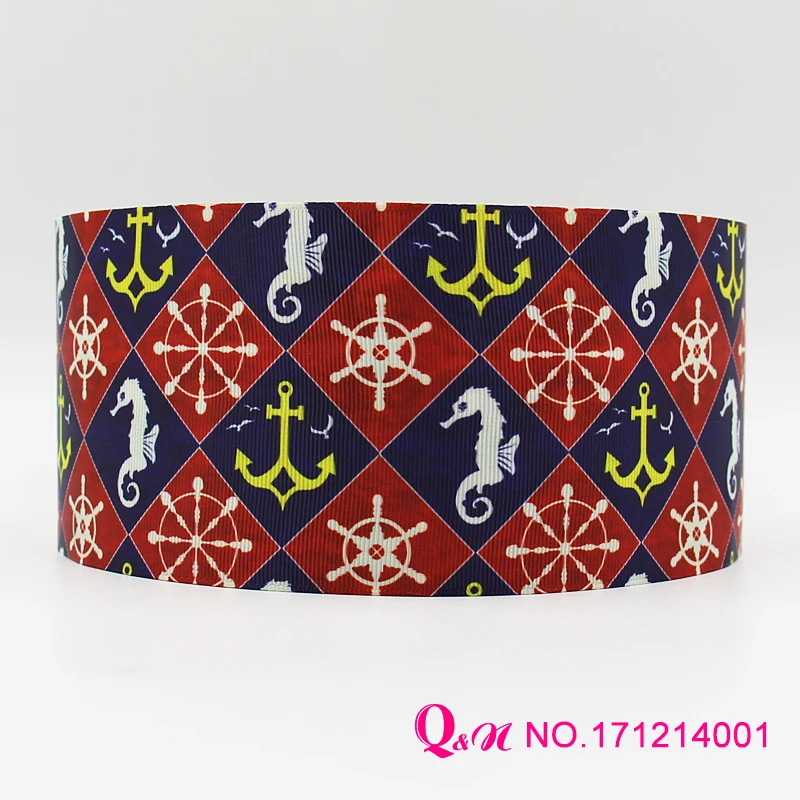 

Q&N ribbon 16mm 22mm 25mm 38mm 50mm 75mm anchor printed grosgrain ribbon webbing 50yards/roll for hair tie free shipping