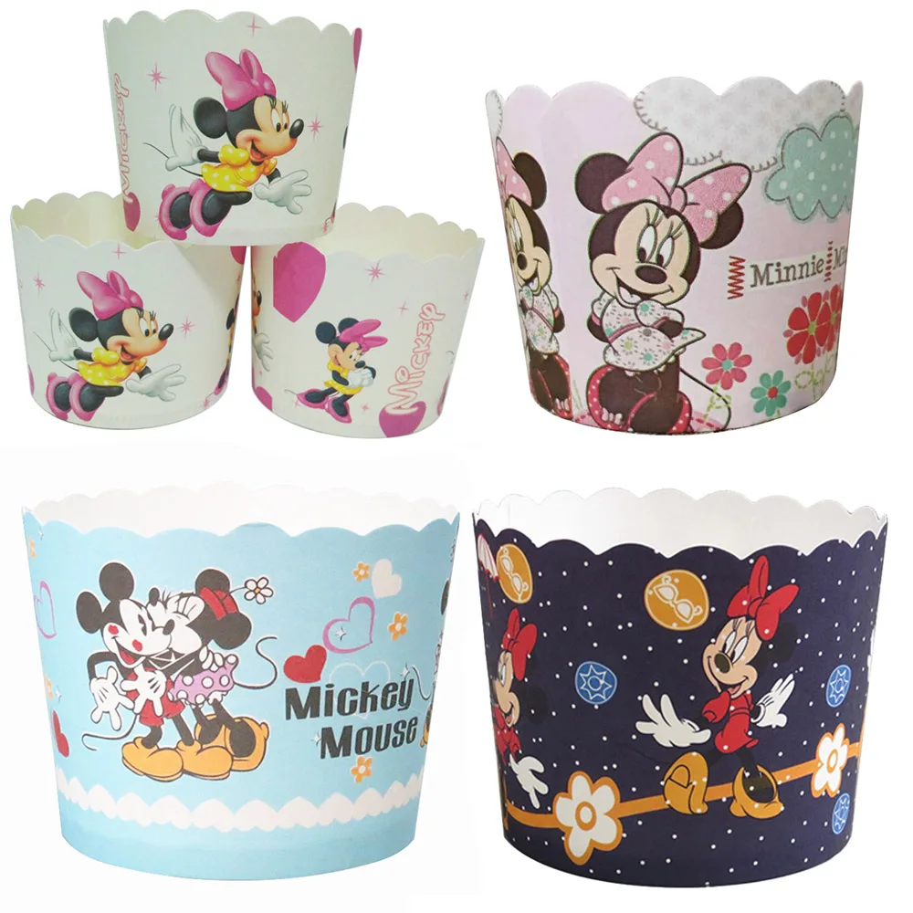 

Big Size 50Pcs Cute Princess Minnie Mickey Mouse Paper Baking Cup Cupcake cup Muffin Kitchen Tool wedding birthday party