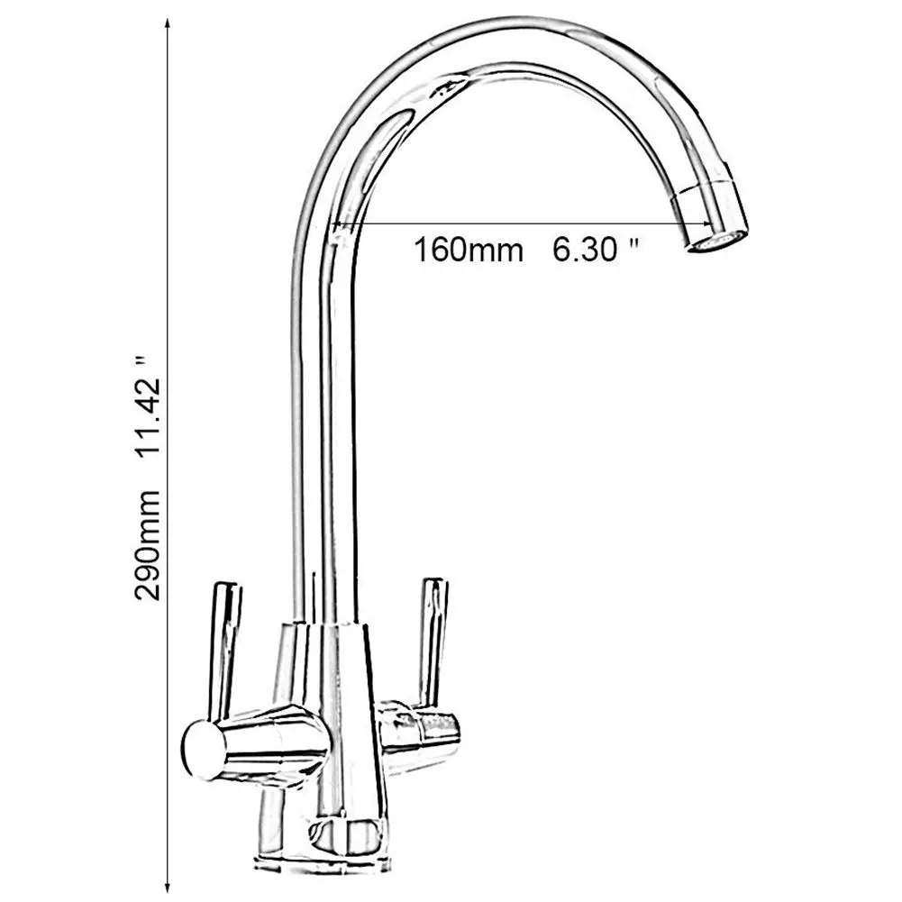 

Kitchen Sink Taps Double Lever Single Spout Cold And Hot 360 Degrees Swivel Range Kitchen Faucet