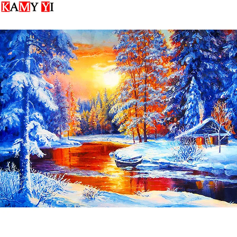 Full square / round diamond embroidery 5d DIY Snowscape in the sunse painting cross stitch decoration mosaic LXJ | Дом и сад