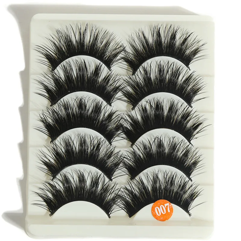 

5 Pairs Thick Long False Eyelashes Party Makeup Beauty Tools Full Strip Lashes Natural Black Handmade Eye Lashes Extension
