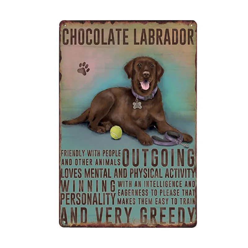 Винтажная табличка с металлическим знаком собаки, плакат для щенка, настенная живопись, декор для домашнего питомца, 20*30 см