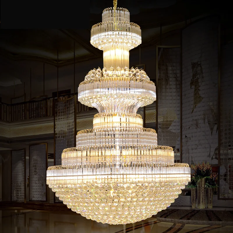 Большая светодиодная современная люстра, роскошная люстра K9, золотые хрустальные люстры, люстра для гостиной, лобби, отеля, инженерная