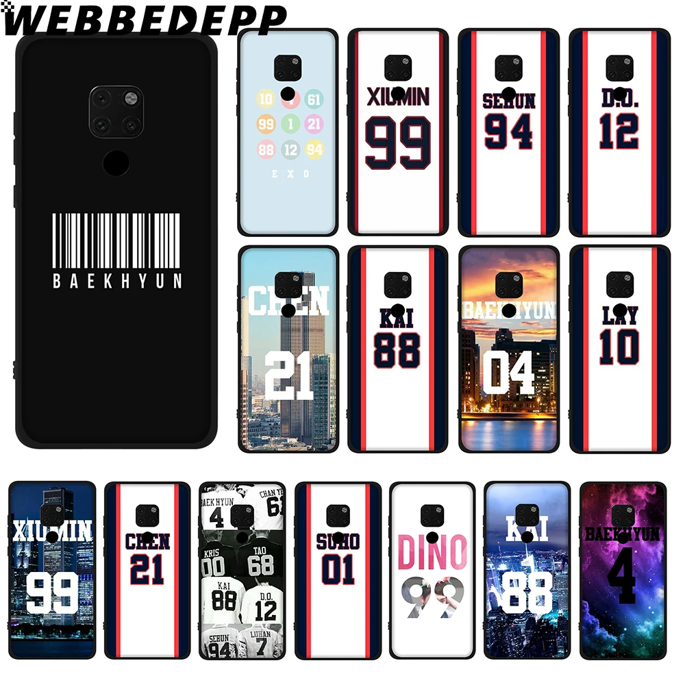 

WEBBEDEPP EXO Number Soft TPU Case for Huawei Y6 Y7 Prime Y9 Mate 10 20 Lite Pro Nova 2i 3i 4