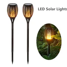 Солнечный Лампы для газонов Танцы пламя Водонепроницаемый Беспроводной мерцающего факелы Фонари открытый для Патио двор путь бассейн