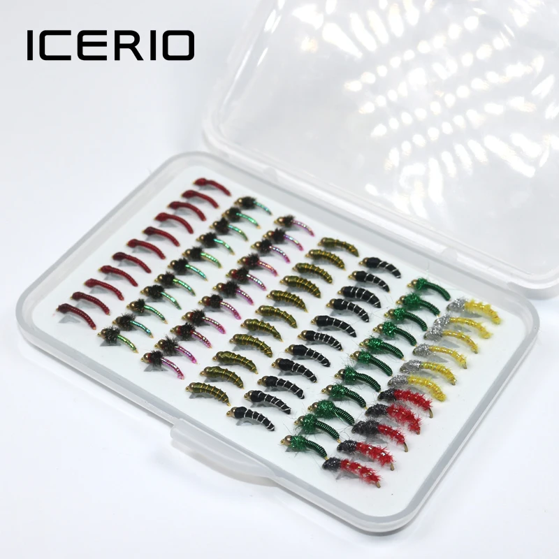 ICERIO 77 шт. Beadhead Nymph Fly рыболовные крючки в виде мухи для ловли форели John Wood Caddis bluegril Crappie Makerel рыболовные приманки