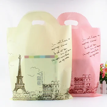 

100pcs Thick lace handbag gift bag small large plastic clothes shirts packaging bags