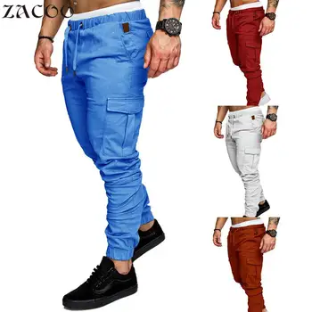 

ZACOO Men Drawstring Hip Hop Pants Long Pants Autumn new Men's Pockets Solid Color Elastic Pants Casual Sports Trousers san0