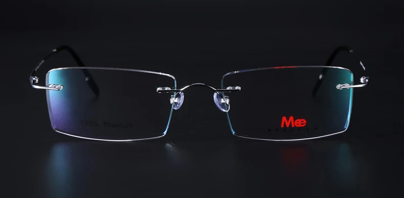 Meeshow, фирменный дизайн, очки без оправы, чистый титан, очки, оптическая оправа, чехол, очки на заказ, MR-8, линзы myoptics 8508