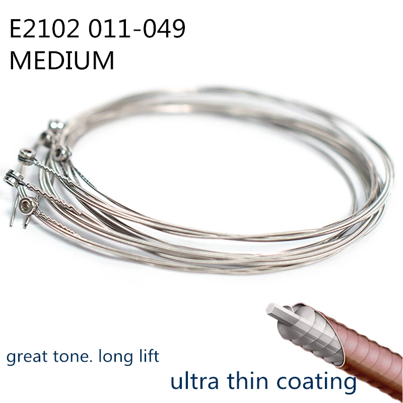 

Electric Guitar Strings 011 set E12102 12077 011-049 Great Tone Long Life nanoweb Coating Medium 1-6th Electric Guitar Strings