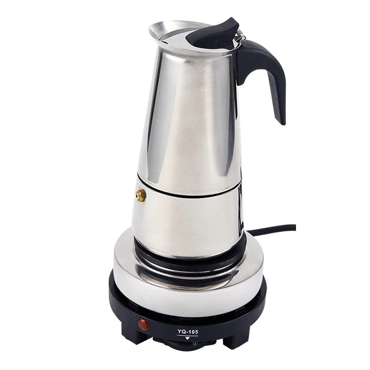 Stainless Steel Electric Moka Pot Espresso Maker Latte Percolator Stainless Steel Electric Moka Pot Espresso Maker Latte Percolator Italian Coffee For Use On