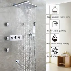 Водопад Ванная комната смеситель для душа набор Хромовая душевая головка аксессуары для ванной комнаты настенный для ванной и воды