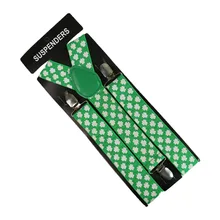 3,5 см широкий Модный Зеленый Белый четырехлистный клевер принт Мужская Женская Сережка на подтяжках эластичный y-образный Регулируемый Мужской Женский подтяжки