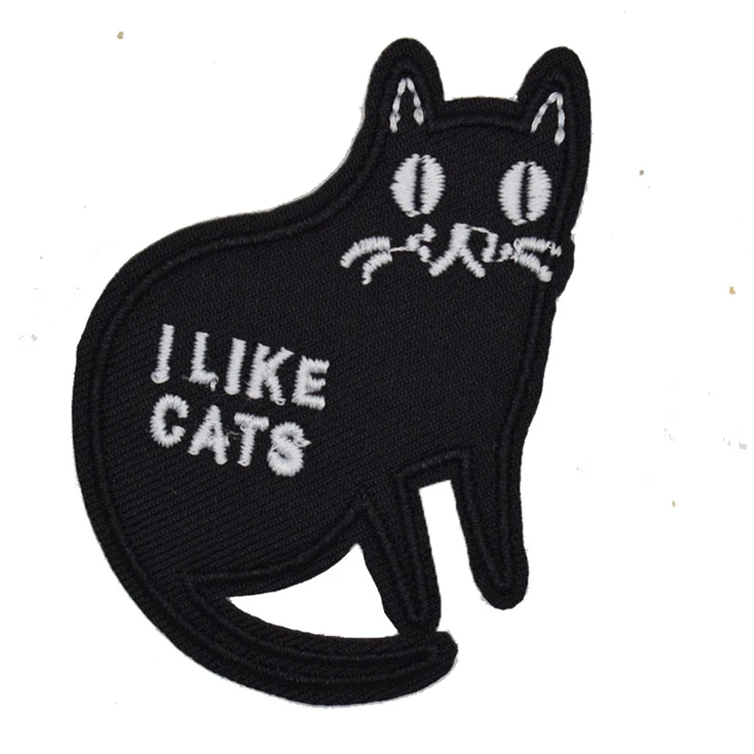 

2Pcs Embroidered Cute Black Cat Patch for Clothing Iron Sewing Applique Clothes Stickers Shoes Bags Decoration Badge DIY Patches