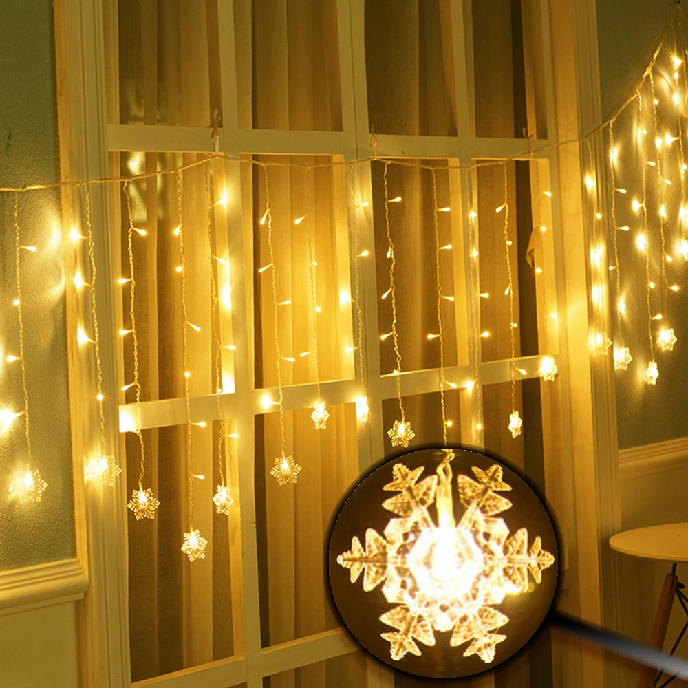 2*1M LED Curtain String Light Snowflake Fairy Lights For Christmas Holiday Outdoor Decoration Wedding Party 104 Leds EU Plug JQ 2*1M LED Curtain String Light Snowflake Fairy Lights For Christmas Holiday Outdoor Decoration Wedding Party 104 Leds EU Plug JQ