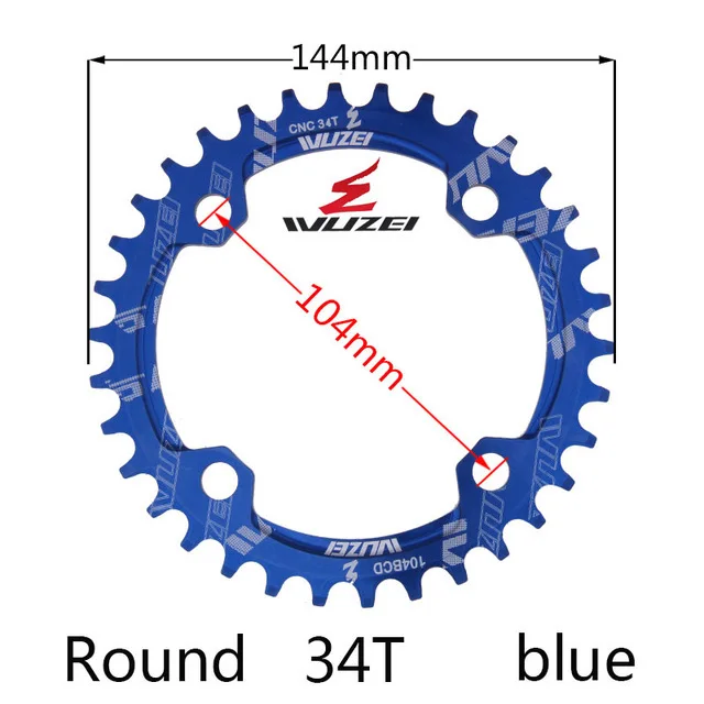 Одна узкая ширина система скорости Crown 104 Bcd 1 Rodada 38 36 34 32 T Mtb 9 10 11 S 1*11 крест кольцо - Цвет: Blue 34T Round