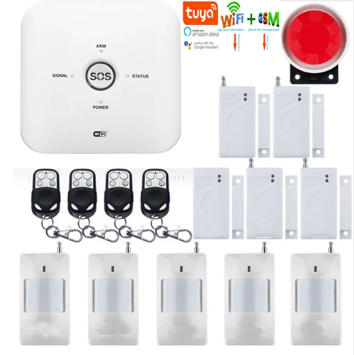 

WIFI GSM Home Burglar Security Alarm System Motion Detector APP Control Fire Smoke Detector Alarm