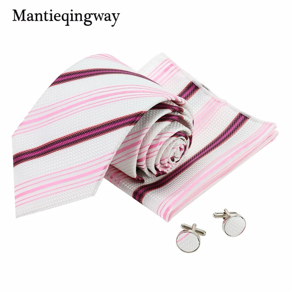 Mantieqingway 20 цветов плед печатных шеи галстуки карманные Квадратные запонки набор для мужчин формальный брак носовой платок из полиэстера+ галстук