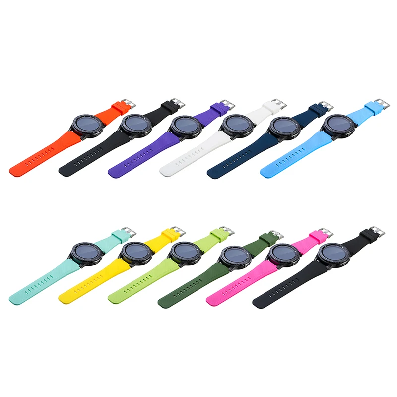 1 пара Силиконовый Браслет ремешок для часов для samsung gear S3 Frontier классический размер L 11 чистых цветов