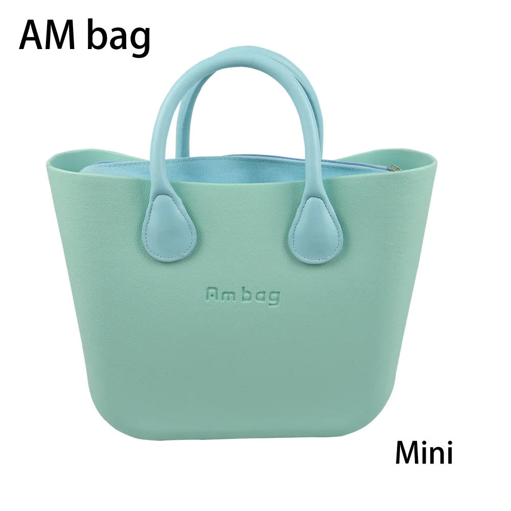 

AMbag Obag O bag Style Waterproof Mini EVA AMbag with Zip-up Canvas Lining Colorful Leather Handle Women DIY Handbag