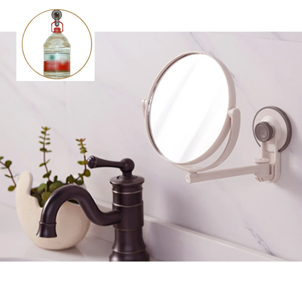 Espejo de pared espejo lado doble cuarto de baño cosméticos maquillaje de cara 360 giratorio espejo decoración para el hogar Espejo de pared espejo lado doble cuarto de baño cosméticos maquillaje de cara 360 giratorio espejo decoración para el hogar