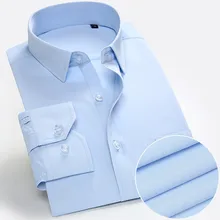 Большие размеры от S до 8xl, хорошее качество, квадратный воротник, длинный рукав, обычная посадка, легкий уход, однотонные/Саржевые мужские официальные рубашки