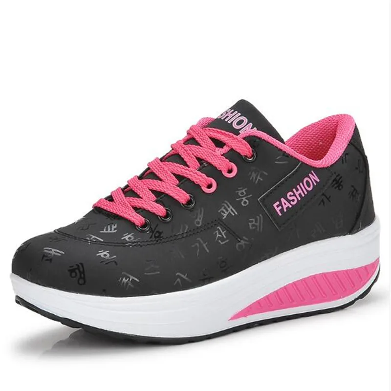 

Hot Women Sneakers 2019 Breathable Waterproof Wedges Platform Vulcanize Shoes Woman Pu Leather Women Casual Shoes tenis feminino