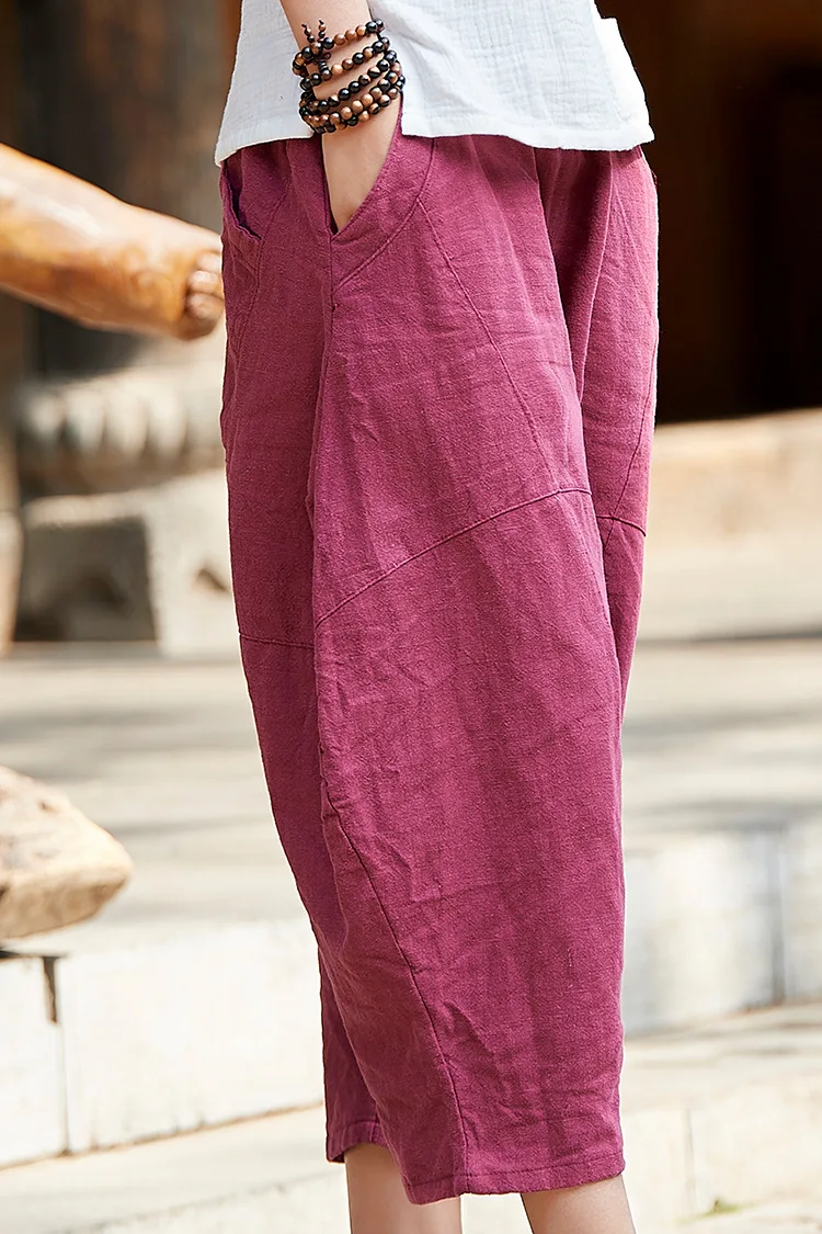 Johnature, лето-осень, свободные винтажные штаны, новые женские одноцветные штаны с эластичной резинкой на талии и карманами, штаны длиной до щиколотки