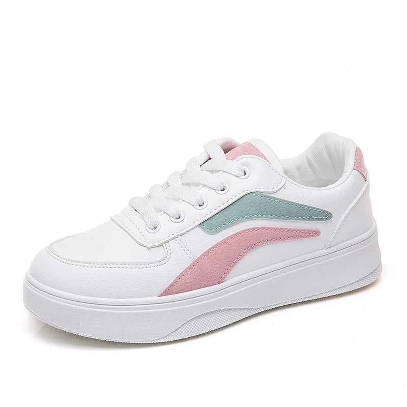 

White shoes spring new small white shoes female color matching wild casual shoes leather student shoes