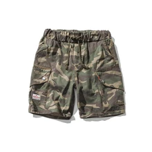 Мужские летние хлопковые шорты 5 модные тренды хип-хоп свободные камуфляжные шорты уличные дикие мужские прямые спортивные шорты с ремешком