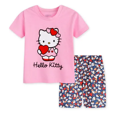 Популярные Детские стильные костюмы с короткими рукавами, пижамы с героями мультфильмов, детская одежда для мальчиков и девочек - Цвет: Color as shown